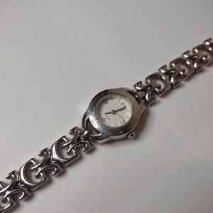 Silver Tone Metal With White Dial Analog Watch